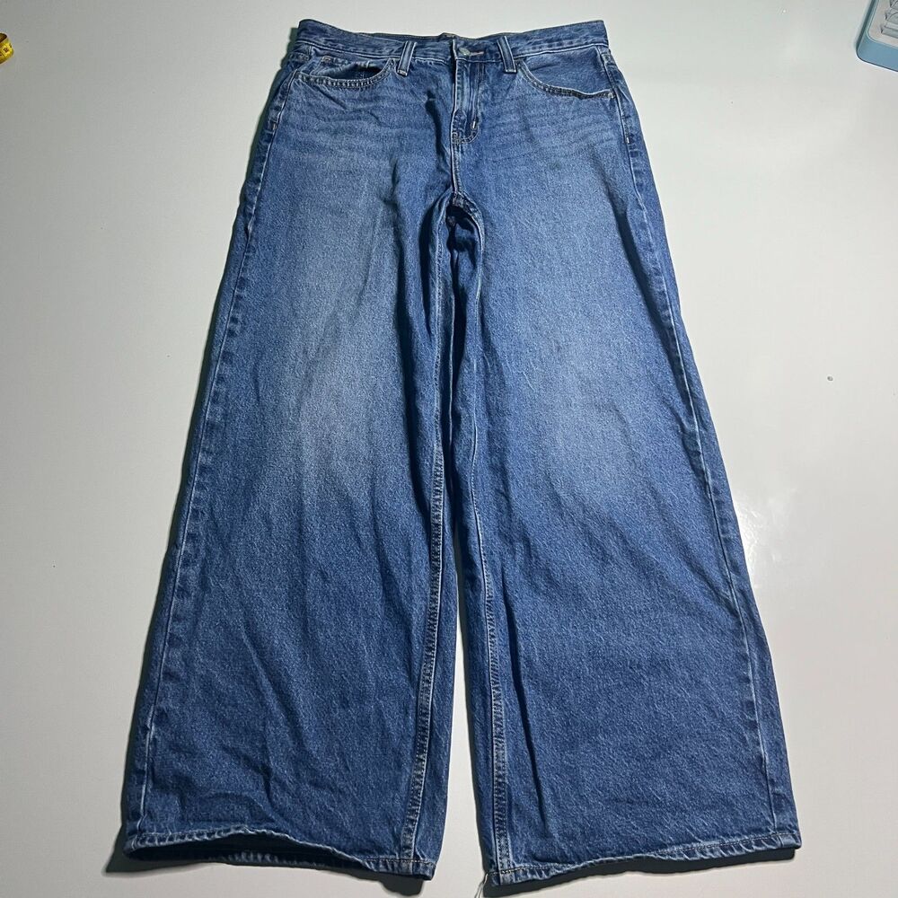 Old Navy WOW Baggy Wide Leg Jeans Womens Size 8 Mid Rise Medium Wash Y2K Denim